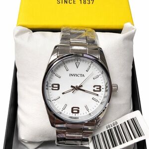 Invicta Silver Watch with White Dial
